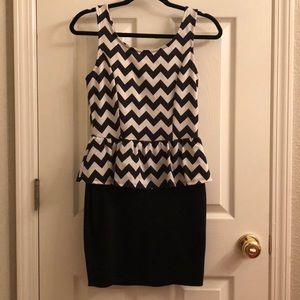 White and black mini dress.
